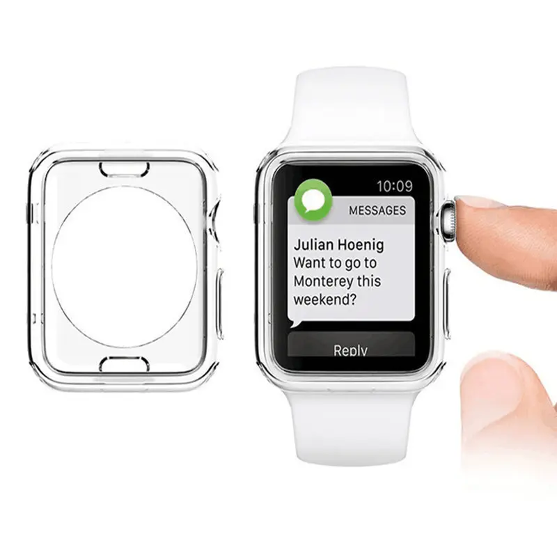 200 шт модный прозрачный Ультратонкий Мягкий ТПУ чехол для Apple Watch Series 4 3 2 1 40 мм 44 мм 38 мм 42 мм противоударный прозрачный чехол