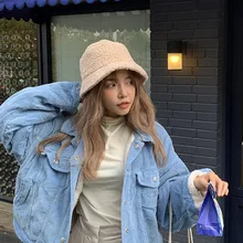 Шапка из искусственной овечьей шерсти, женская зимняя теплая меховая шапка в рыбацком стиле, модная шапка в стиле хип-хоп, Женская одноцветная шапка для рыбалки