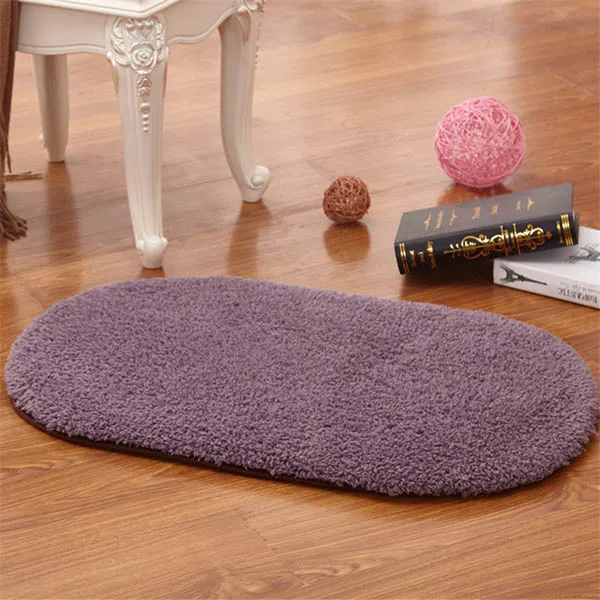 Grey Purple Овальный коврик для ванной комнаты противоскользящие банные коврики влагопоглащающая поверхность пушистый коврик для ванной комнаты коврик для гостиной коврики - Цвет: Grey Purple