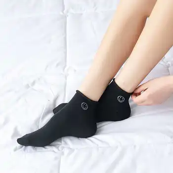 

Short Socks Happy Women Cotton Woman Sox Smiling Face Solid Color Thin Sock Creative Ladies Cute Spring Summer Trendy Lady Meias