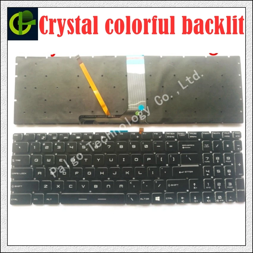 

New English Crystal RGB backlit colorful Keyboard for RaBook f007 f660s f760s2p g5-p5 x17 x15 g7 x7 f640X MSI MS-1782 MS-16H2 US