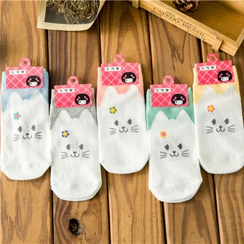 

New spring and summer women Korean cute cartoon straight cat kitten women's boat socks cotton invisible socks