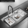 ASRAS Luxury Large Size Step Kitchen Sink SUS 304 Stainless Steel 4mm Thickness Handmade Brushed Step Sinks With Trash Can 3