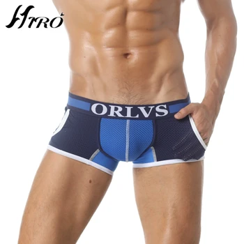 

2019 Fashion Brand Sexy Men Underwear Boxers Cotton Cueca Gay Underwear Male Boxer Shorts Pocket Mesh Convex Pants Dropshipping