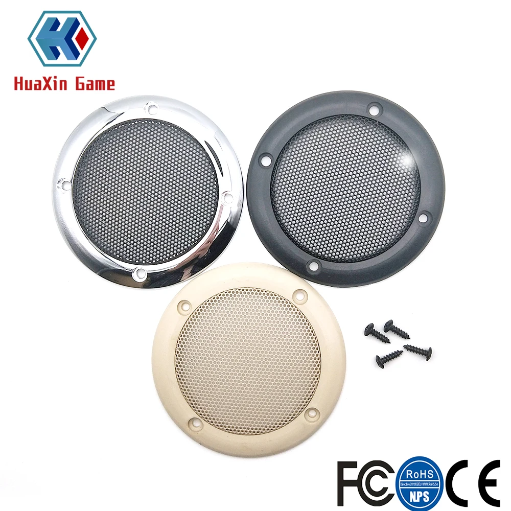 2pcs 3.5" Black / Chrome Speaker Decorative Circle Subwoofer Grill Cover Guard Protector Mesh