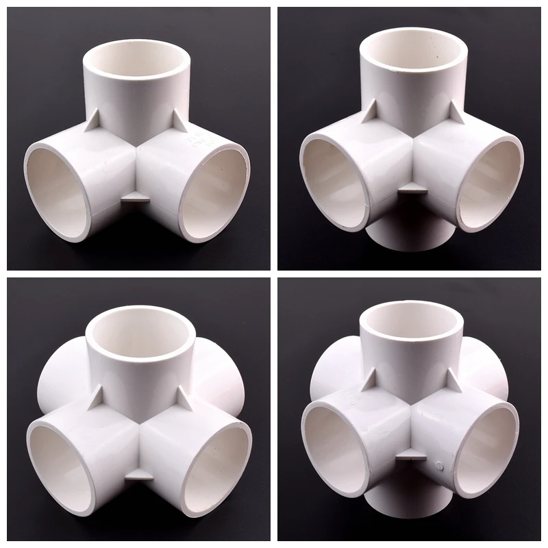 50mm White 3/4/5 Ways Cross 6 Irrigation Tube Fruits Hydroponic Frame Connectors PVC Pipe Three-dimensional Joint Fittings | Дом и сад