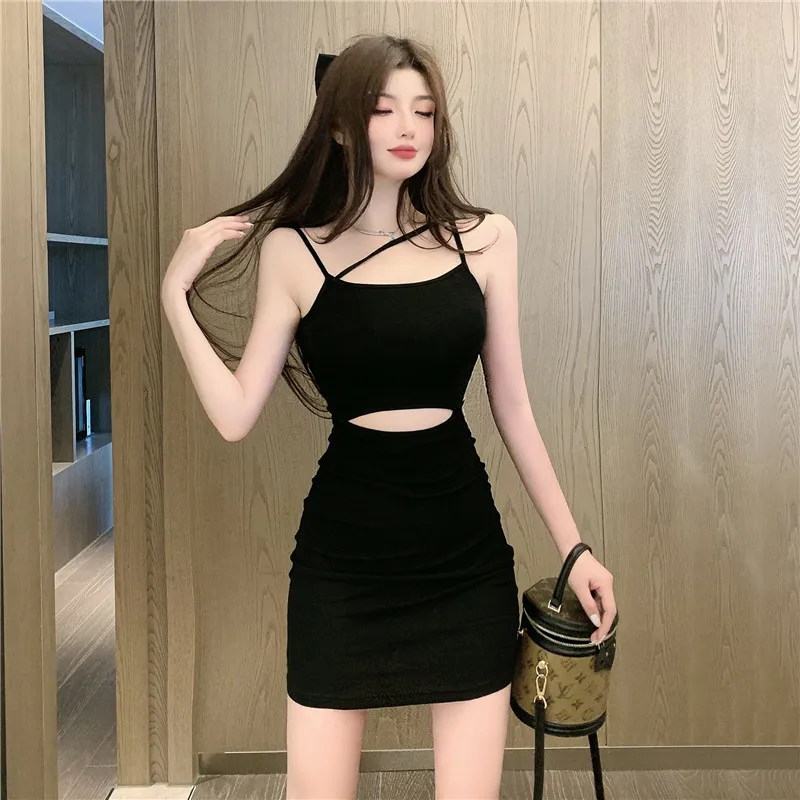

2020 new fashion summer high waist sexy waist temperament slim mini suspender dress