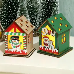 Natal luz led casa de madeira luminosa cabine decorações de natal para casa diy natal árvore ornamentos ano novo 2022 crianças presentes