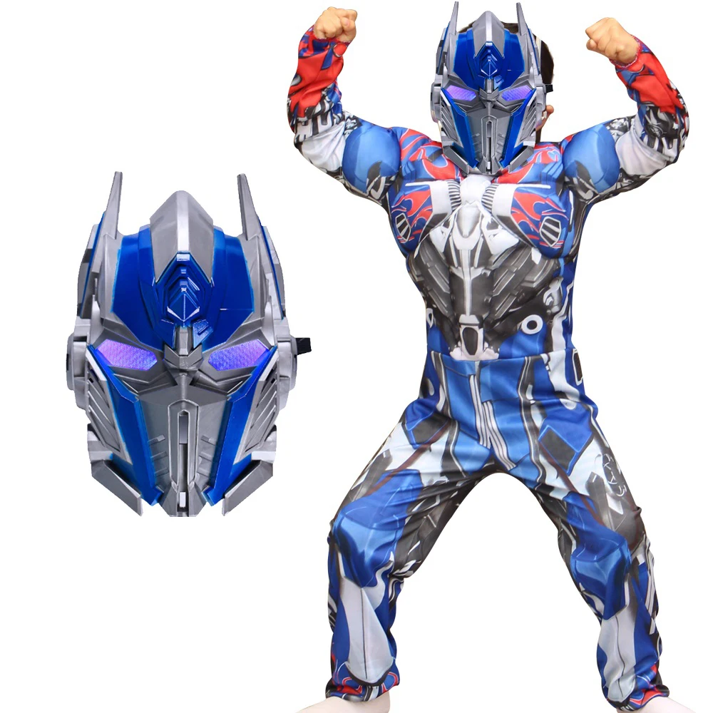 Boy Muscle Autobot Costume Anime Cosplay Supereroe Muscle Costume Bambini Maschera Bambini