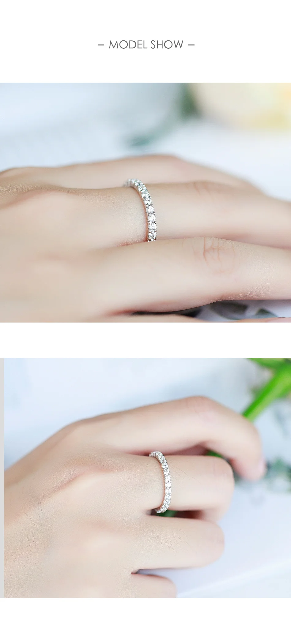 Anel de Casamento Esterlina do Balé do Gem's Feminino Prata Wedding Band Eternity 0.87ct 2mm ef Cor Moissanite Anel Jóias Finas 925 5 High Quality Joias e Acessórios
