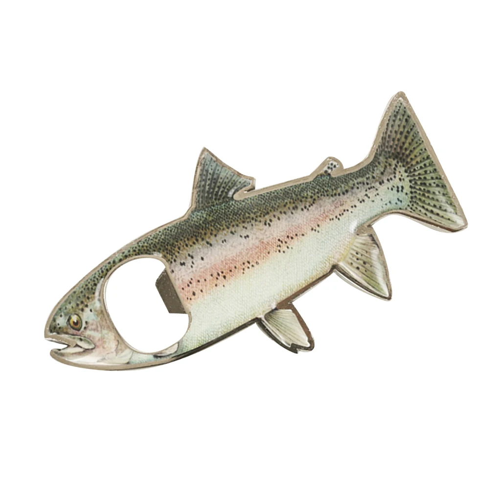 Vintage Rainbow Stainless Steel Trout Bottle Opener Fridge Magnetic Magnet