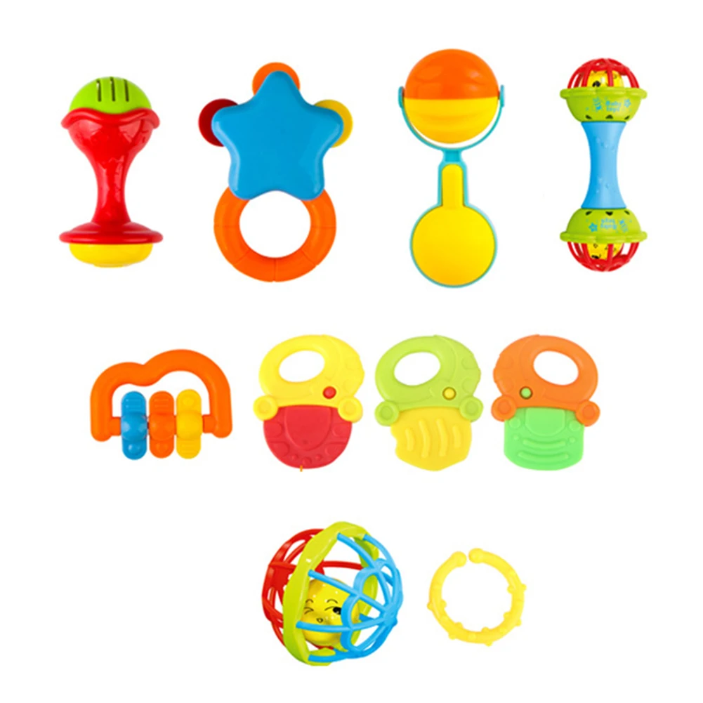 Baby toys 7/8/10Pcs Baby Rattles Toys Teether Shakers Newborn Toddler Hand Grip Bells New