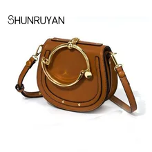 SHUNRUYAN брендовая дизайнерская Новая модная женская Повседневная седельная сумка женская сумка на плечо металлическая круглая сумочка вечерние сумки