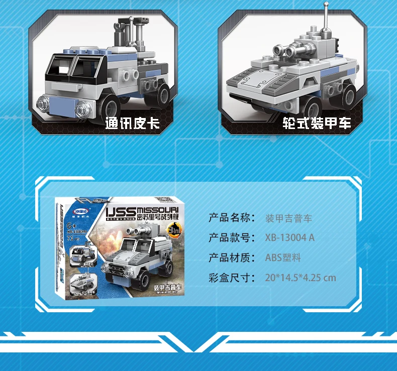 XINGBAO 13004 Военная армейская серия 8 в 1 Миссури модель броненосца строительные блоки бронированные транспортные средства истребитель крейсер детские игрушки