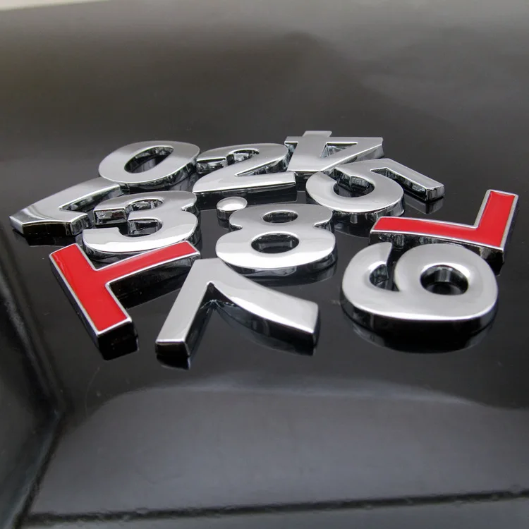 Car 3D Lettered Bumper Stickers English Lettered Car Logo DIY Lettered with Numbers Metal Car Stickers Word Mark Black And White