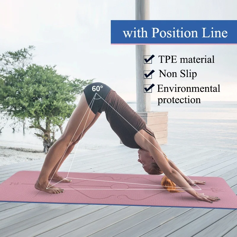 1830*610*6mm TPE Yoga Mat with Position Line Non-slip and Tasteless Fitness Mat Pilates Beginner Environmental Fitness Gymnastic