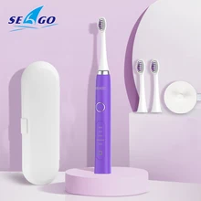 Seago brosse à dents électrique Rechargeable brosse à dents sonique étui de voyage automatique maison pour Couples adultes 3 têtes de brosse à dents(China)