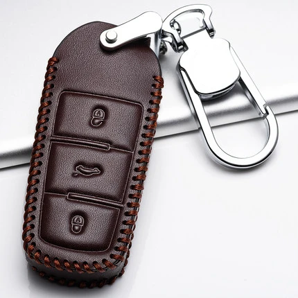 Кожаный чехол для автомобильных ключей, чехол для ключей, пульт дистанционного управления для Volkswagen VW серии Passat B7 Magotan CC Portect Leon, автомобильный продукт - Название цвета: H1 Brown