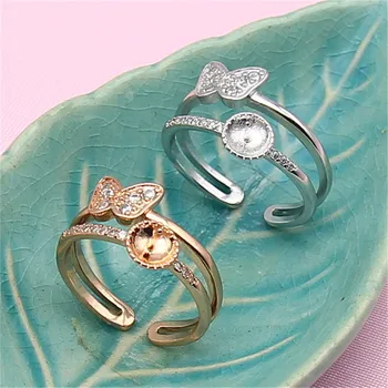 

Ring Mount Pearl Accessories Adjustable Size 925 Silver Plated Ring Jewelry DIY No Pearl Free Shipping