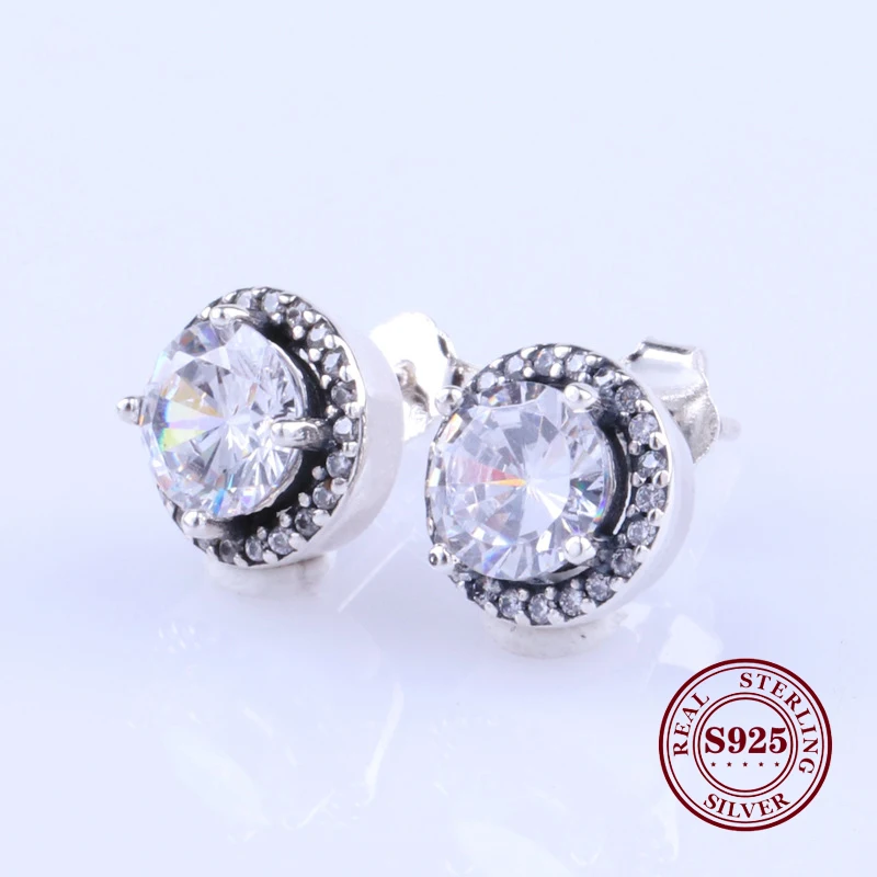 

2020 New Original 925 Sterling Silver Round Pan Earrings Sparkling Teardrop Earrings For Girlfriend Women Gift Jewelry