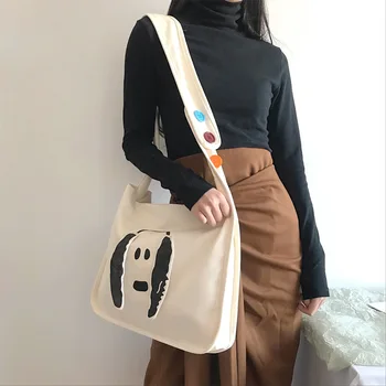 

2020 new cute printed tri-color button shoulder strap adjustable crossbody bag simple canvas bag