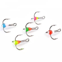5Pcs Winter Ice Fishing Treble Hook High Carbon Steel Fishing Tackle Tools (Random Color)