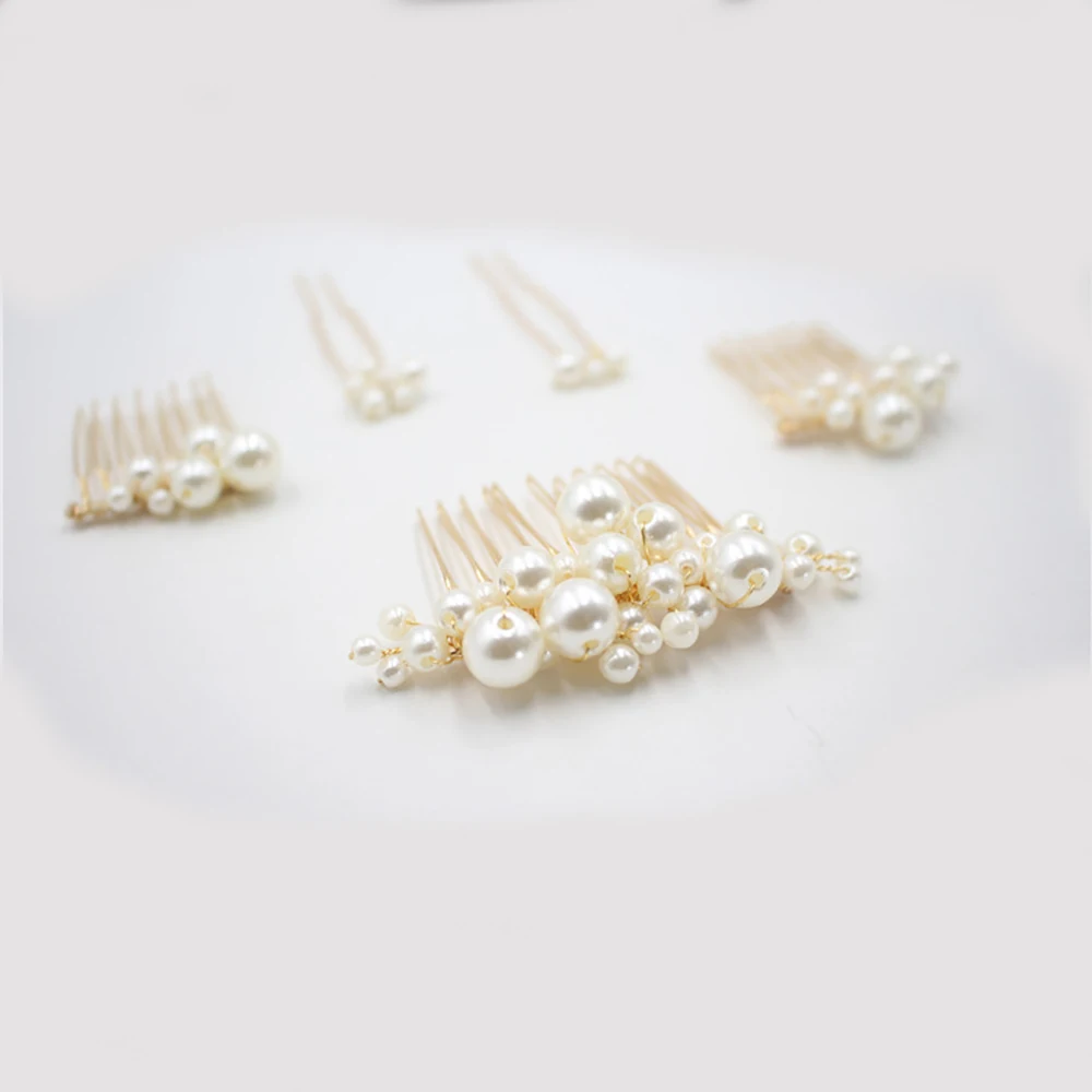 Simulated Pearl Hair Pins Clips and Comb For Women Flowers Hair Combs Wedding Bridal Party Jewelry For Gift Women 5 PCSt bridal hair accessories hair accessories