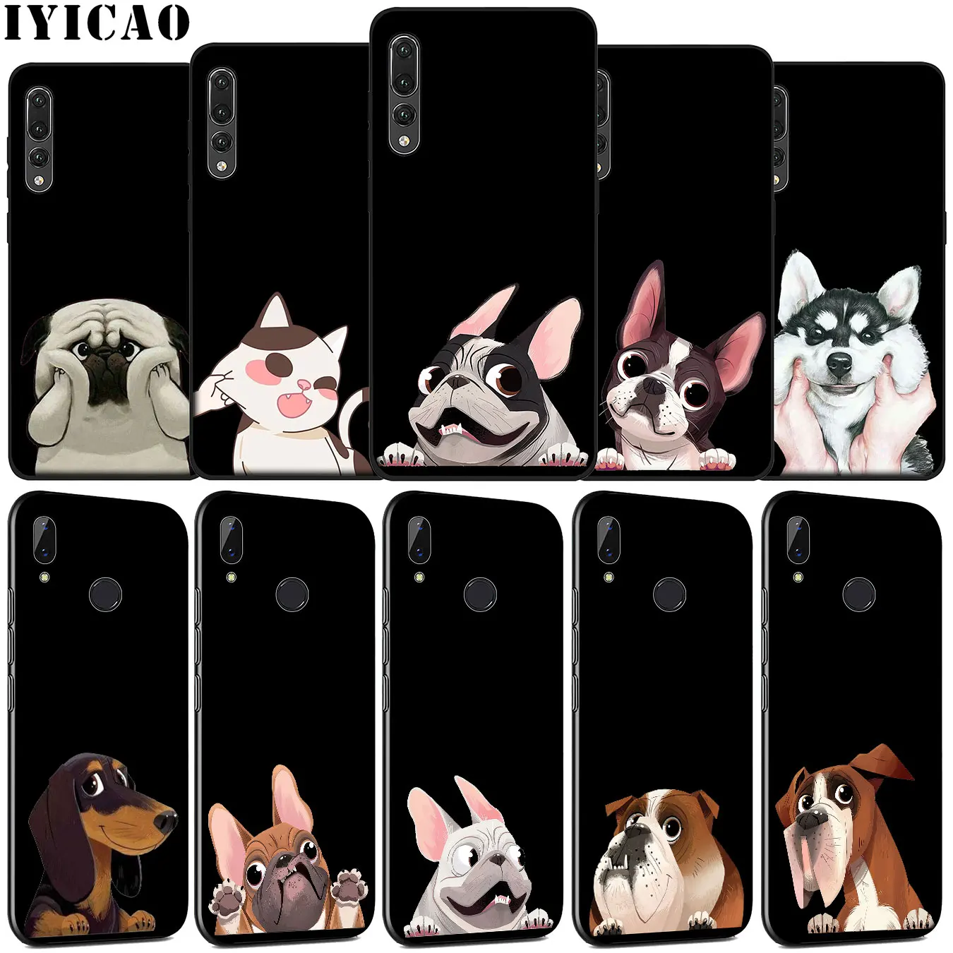 Cute Pug Dog funny Bulldog corgi Soft Silicone Phone Case for Huawei P30 P20 Pro P10 P9 Lite Mini 2017 2016 Cover P Smart Z 2019 | Мобильные