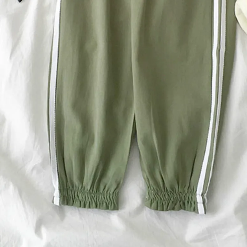 Neploe Harajuku свободная длина по щиколотку брюки женские в полоску эластичные брюки с высокой талией Капри уличная Корейская толстовка брюки джоггеры