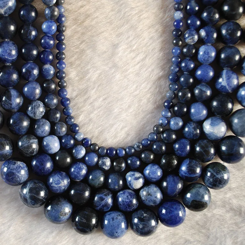 

Factory Price Natural Stone Old Blue Sodalite Round Loose Beads 15" Strand 4 6 8 10 12MM Pick Size For Jewelry Making