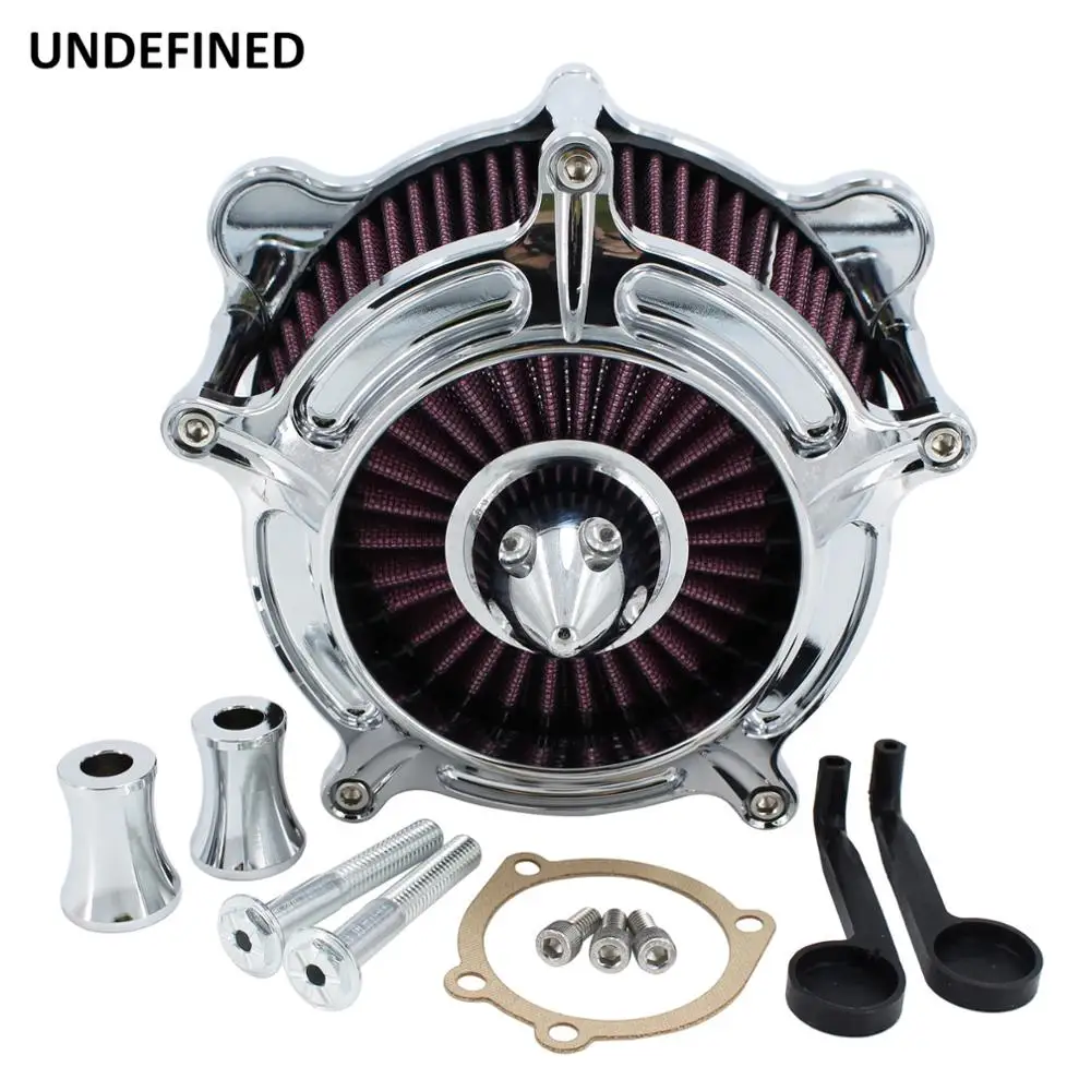 Chrome Air Filter Motorcycle Turbine Intake Air Cleaner System Kit For Harley Touring Road King Street Glide Dyna FXR Softail