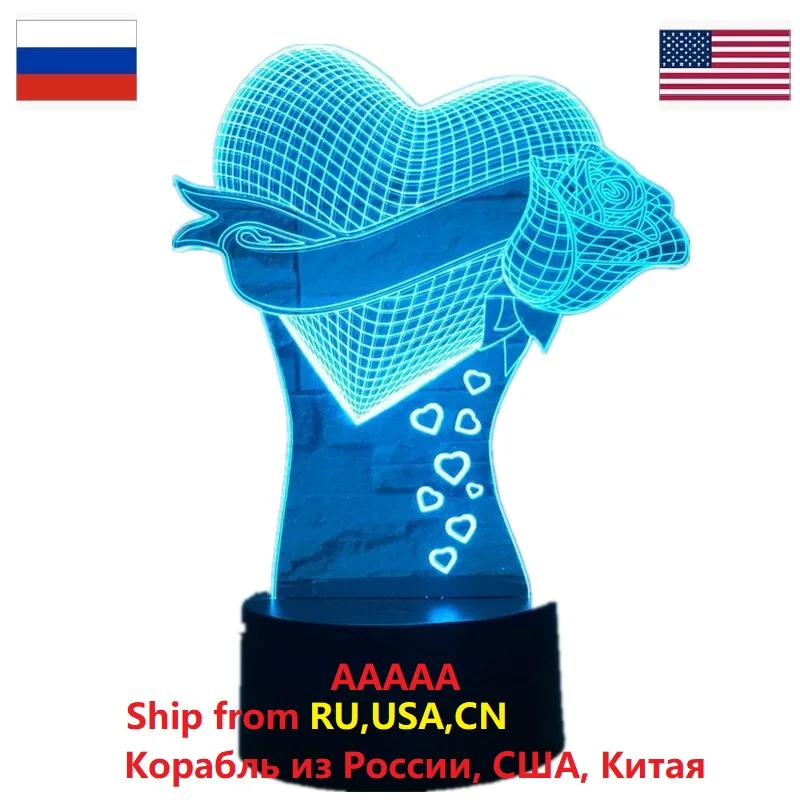Уникальный подарок для мамы романтическая любовь роза 3D светодиодный ночник 7