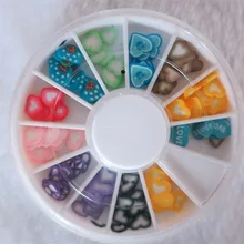 12 Сетка маникюрный проигрыватель в форме сердца Полимерная глина шт Полимерная глина наклейка для ногтей роспись ногтей коробка украшения для ногтей оптом