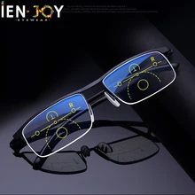 

IENJOY Intelligent Multifocal Progressive Reading Glasses Half Frame Dual-use Anti-Blue Light Automatic Adjustment Eyewear
