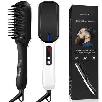 

LED Display Lonic Men Beard Straightener Mustache Combs Hair Straightening Comb Brushes Adjustable Temperature Heating Ceramics