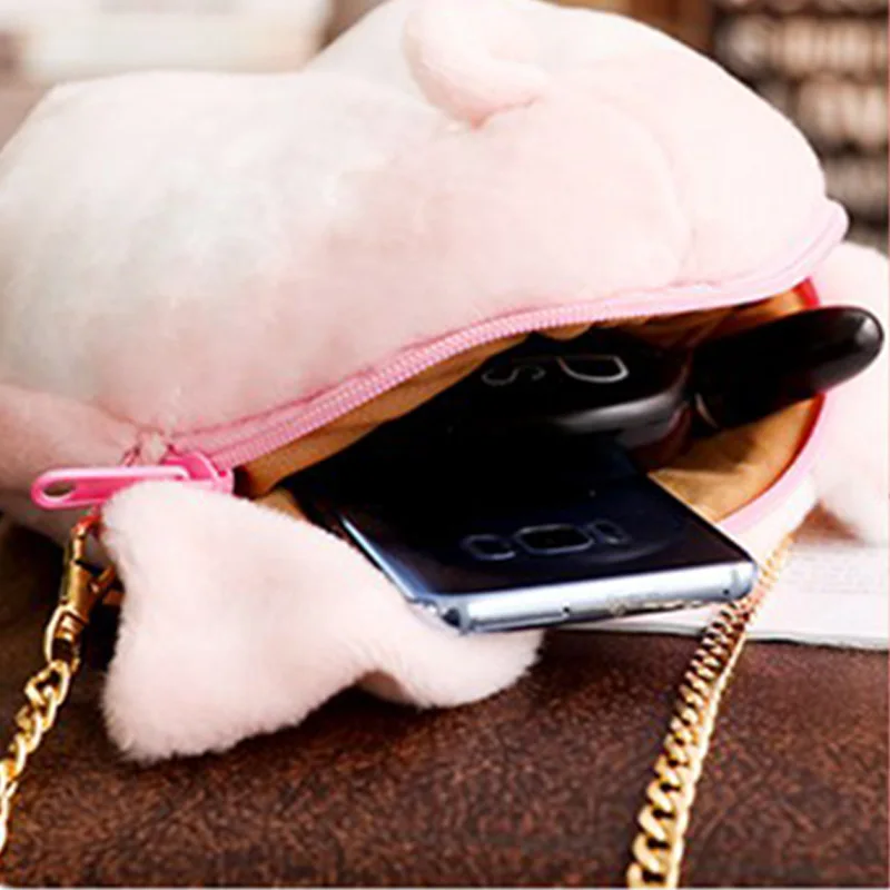 1 шт. 20X20 см Kawaii Pig кошелек Piggy Ass стильный кошелек плюшевая цепочка сумка на плечо сумки для мобильных телефонов короткая плюшевая ткань