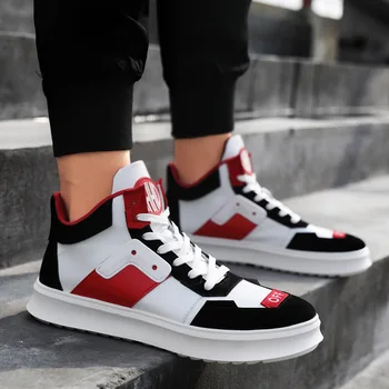 

M- Personalized color matching hip hop high autumn and winter men's warm cotton shoes trend wild fashion casual shoes