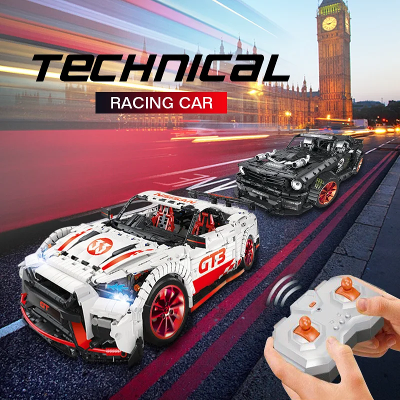 Lepinblocks mustang Technic Радиоуправляемый автомобиль Ford Mustang Hoonicorn RTR V2 20102 MOC 22970 23010 GTR блоки
