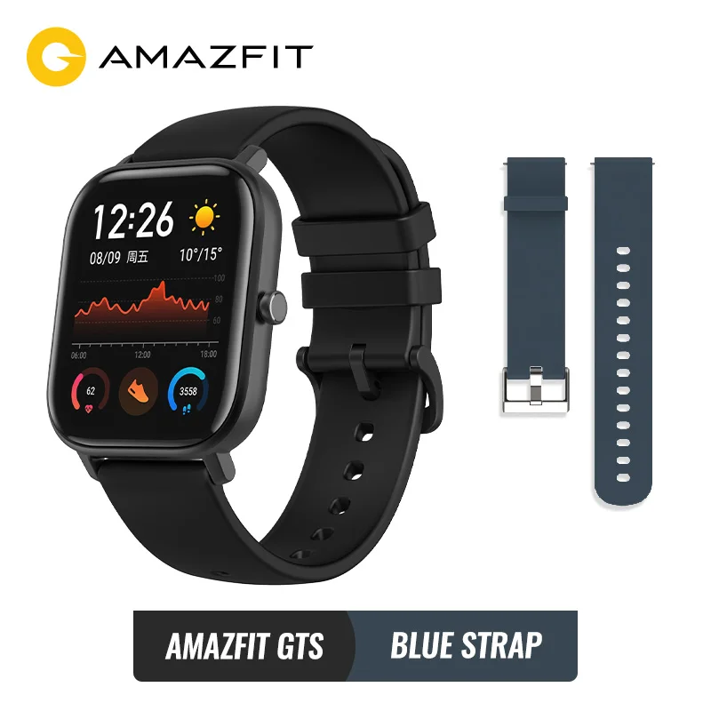 Предпродажа Amazfit GTS Глобальная версия Умные часы SmartWatch GPS Бег Спорт ЧСС 5ATM Водонепроницаемый браслет AMOLED Amazfit - Цвет: Black and blue st