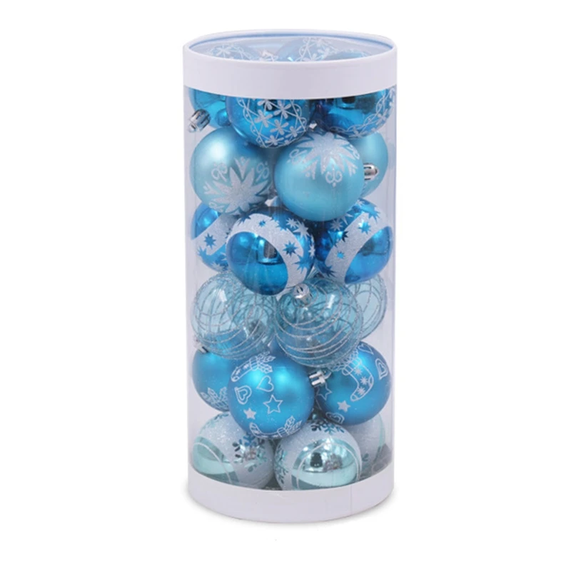 

Big deal 24Pcs 6cm Blue Drawing Christmas Balls Christmas Tree Hanging Ball Decor Tree Ball Ornaments for Xmas Party Supplies De