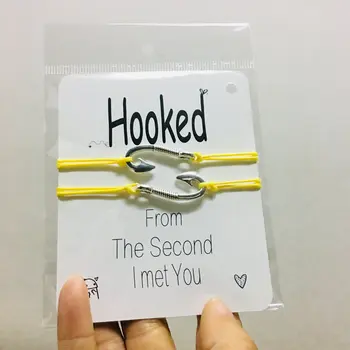 

12 PCS Hooked On You Quotes Bracelet Lover Relationship Bracelets Silver Charm Bracelets Friendship Bracelet Boho Girl Jewelry