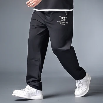 

Men loose track pants black large size trousers men high waist plus fat increase trousers