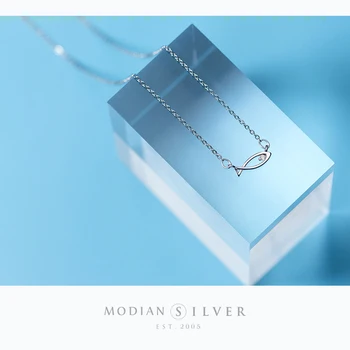 

Modian Clear CZ Lucky Fish 925 Sterling Silver Pendant Necklace for Women Fashion Charm Korean Style Fine Silver Jewelry Collar