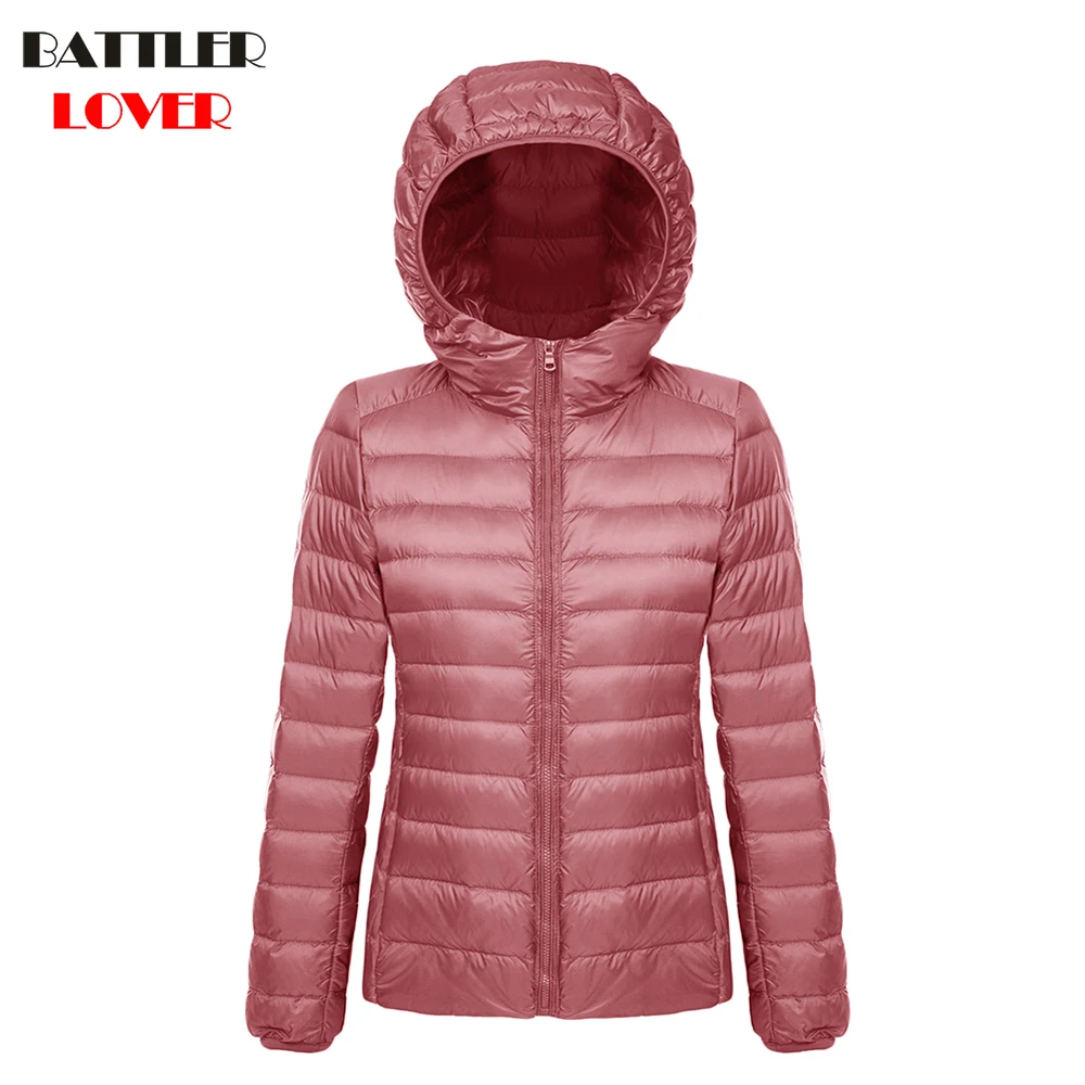 2019 Winter Women Ultra Light Down Jacket 90% Duck Down Hoody Jackets Long Sleeve Warm Coat Parka Female Solid Portabl Outwear