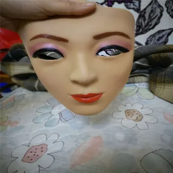 

New Soft Silicone Realistic Female Head Crossdresser Mask Handmade Makeup Transgender Mask Halloween Cosplay Mask 3G