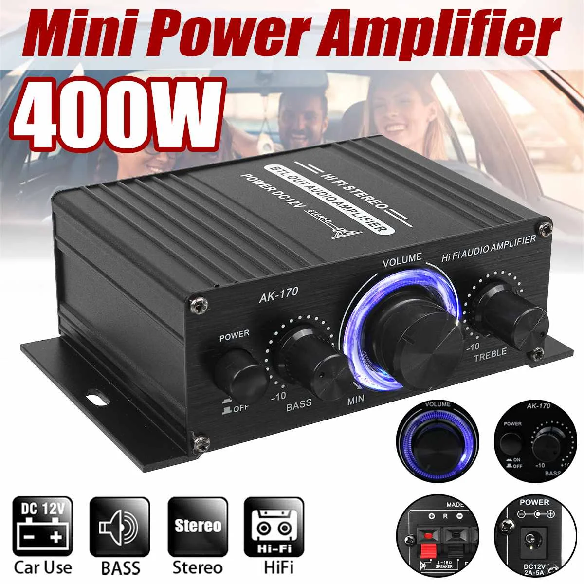 Amplificateur audio haute puissance pour voiture, réglage des basses,  réglage du volume, ampli de réglage pour auto, cinéma maison, caisson de  basses, 12V - AliExpress