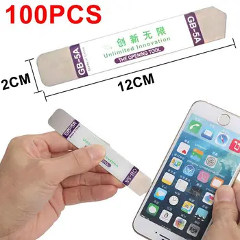 

100pcs Metal Flat Soft Thin Stainless Steel Pry Blade LCD Screen Crowbar Opening Tool for Mobile Phone Cellphone Tablet Repair