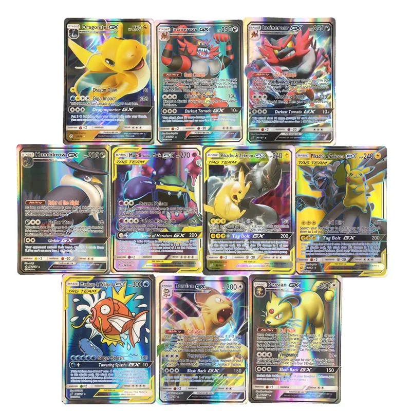 Us 156 200pcs New Pokemon Cards Tag Team Gx Ex Mega Cards Pokemones English Pikachu Cards Toys For Kids Gift High Quality No Repeat On Aliexpress