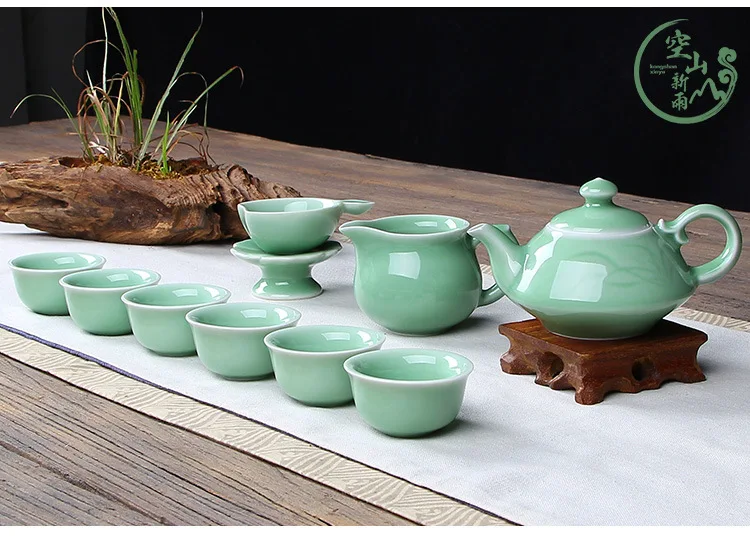 Пустой горный Xinyu керамический чайный набор кунг-фу 10 головок набор Longquan Celadon чайный сервиз весь набор Подарочная коробка бизнес подарок