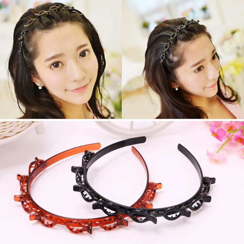 

1PCS Twist Hairpin Double Bangs Hairstyle Ban Women Sports Hair Band Accessories Double Layer Bang Hairstyle Headband Hairbands